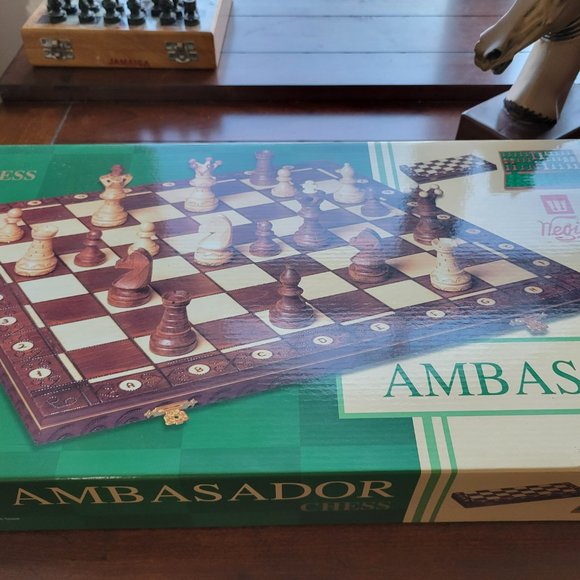 Chess Board Game 21" Wegiel Handmade European Ambassador - Picture 7 of 9